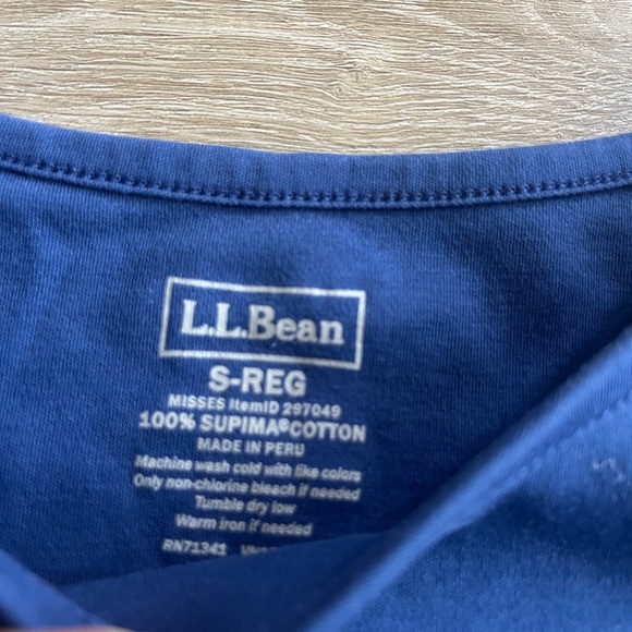 L.L. Bean Blue 3/4 Sleeve Shirt 100% Supima Cotton SZ S - Picture 2 of 7